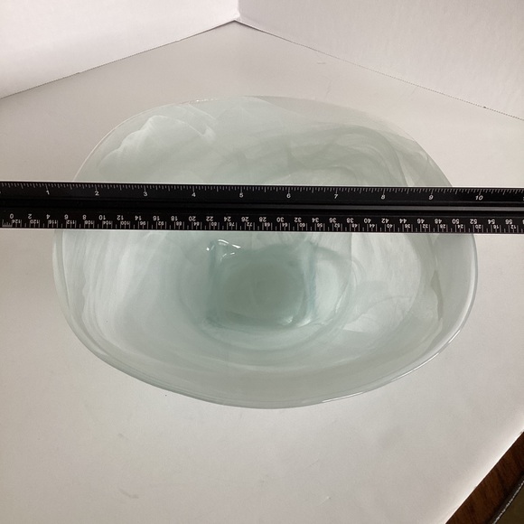 Pier 1 Imports White Swirl Recycled Glass Abstract Square Bowl Spain VTG EUC - Picture 14 of 16